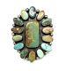 Native American Sterling Silver Navajo Handmade Turquoise Cluster Ring Size 9.25