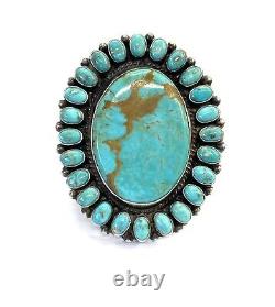 Native American Sterling Silver Navajo Handmade Turquoise's Stone Ring Size 8.5