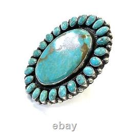 Native American Sterling Silver Navajo Handmade Turquoise's Stone Ring Size 8.5