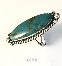 Native American Sterling Silver Navajo Indian Kingman Turquoise Ring Size 7