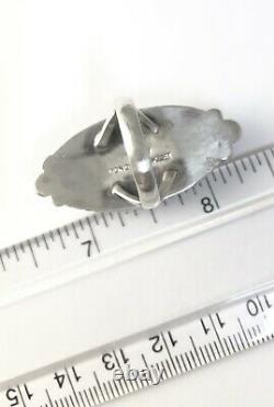 Native American Sterling Silver Navajo Indian White Buffalo Ring Size 7 Signed