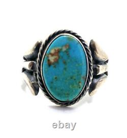 Native American Sterling Silver Navajo Kingman Turquoise Ring Size7