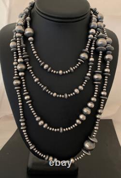 Native American Sterling Silver Navajo Mixed Beads 80 Necklace 92326