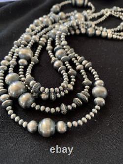 Native American Sterling Silver Navajo Mixed Beads 80 Necklace 92326