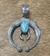 Native American Sterling Silver Navajo Old Look Turquoise Naja Pendant