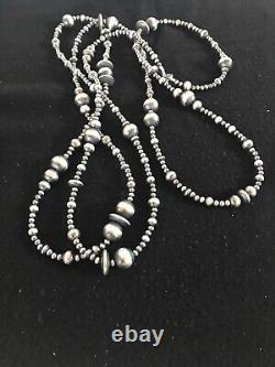 Native American Sterling Silver Navajo Pearls Mixed Beads 72 Necklace 92370