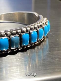 Native American Sterling Silver Navajo Sleeping Beauty Turquoise Cuff Bracelet