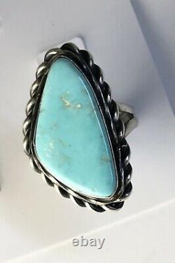 Native American Sterling Silver Navajo Sonoran Turquoise Ring. Signed Size 9