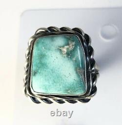 Native American Sterling Silver Navajo Sonoran Turquoise Ring. Signed Size 9 1/4