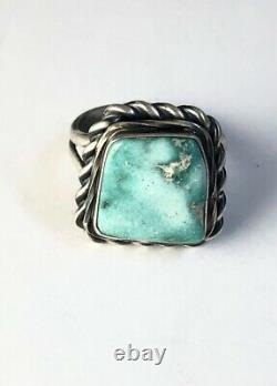 Native American Sterling Silver Navajo Sonoran Turquoise Ring. Signed Size 9 1/4