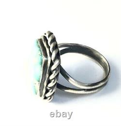 Native American Sterling Silver Navajo Sonoran Turquoise Ring. Signed Size 9 1/4