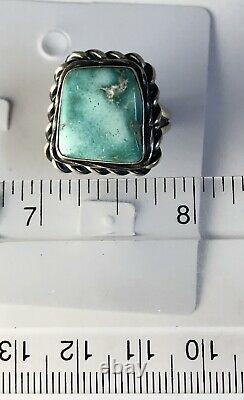 Native American Sterling Silver Navajo Sonoran Turquoise Ring. Signed Size 9 1/4