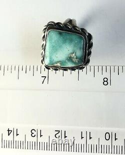 Native American Sterling Silver Navajo Sonoran Turquoise Ring. Signed Size 9 1/4