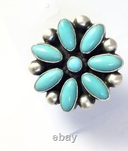 Native American Sterling Silver Navajo Turquoise Ring. Signed. Size 6