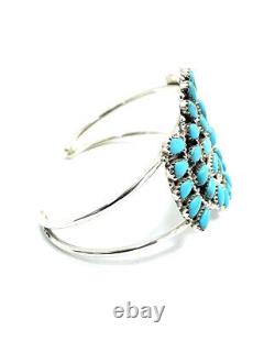 Native American Sterling Silver Navajo Turquoise's Cluster Cuff Bracele