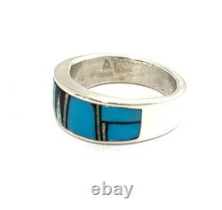 Native American Sterling Silver Navajo turquoise and opal? Ring Size 9