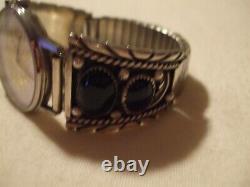 Native American Sterling Silver Onyx Watch Band