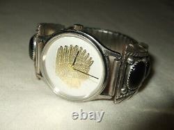 Native American Sterling Silver Onyx Watch Band