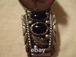 Native American Sterling Silver Onyx Watch Band