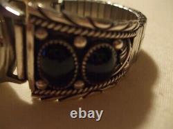 Native American Sterling Silver Onyx Watch Band