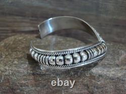 Native American Sterling Silver Ribbed Melon 1/2 V Bracelet by Thomas Charley