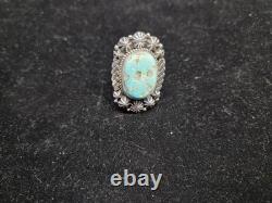 Native American Sterling Silver Ring, Lone Mountain Turquoise Adjustable 7/12