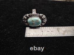 Native American Sterling Silver Ring, Lone Mountain Turquoise Adjustable 7/12