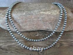 Native American Sterling Silver Round Navajo Pearl 35 Necklace by I. John
