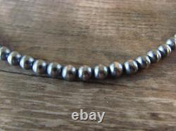 Native American Sterling Silver Round Navajo Pearl 35 Necklace by I. John