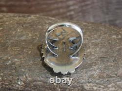 Native American Sterling Silver & Turquoise Cluster Ring by Lonjose Size 7.5