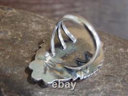 Native American Sterling Silver & Turquoise Cluster Ring by Lonjose Size 7.5