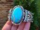 Native American Sterling Silver Turquoise Cuff Bracelet Signed Byronald Tom