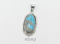 Native American Sterling Silver & Turquoise Handmade Pendant by Navajo Betta Lee