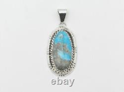 Native American Sterling Silver & Turquoise Handmade Pendant by Navajo Betta Lee