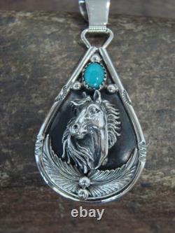 Native American Sterling Silver & Turquoise Horse Pendant Morgan