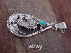 Native American Sterling Silver & Turquoise Horse Pendant Morgan