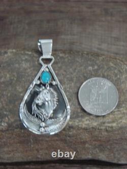 Native American Sterling Silver & Turquoise Horse Pendant Morgan