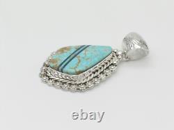 Native American Sterling Silver & Turquoise Pendant by Navajo Eloise Richards