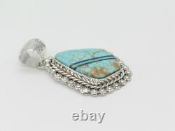 Native American Sterling Silver & Turquoise Pendant by Navajo Eloise Richards