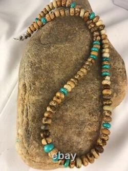 Native American Sterling Silver Turquoise Picture Jasper Men's Necklace 8092