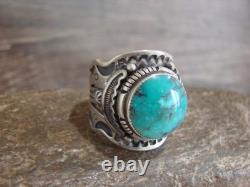 Native American Sterling Silver & Turquoise Ring Lee Size 10.5