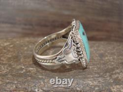 Native American Sterling Silver & Turquoise Square Ring by Yazzie Size 12