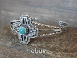 Native American Sterling Silver & Turquoise Zia Bracelet by Gordon