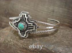 Native American Sterling Silver & Turquoise Zia Bracelet by Gordon