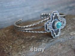 Native American Sterling Silver & Turquoise Zia Bracelet by Gordon
