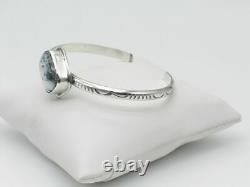 Native American Sterling Silver & White Buffalo Navajo Handmade Bracelet