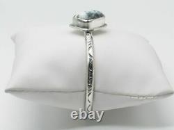 Native American Sterling Silver & White Buffalo Navajo Handmade Bracelet