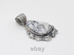 Native American Sterling Silver & White Buffalo Navajo Handmade Pendant