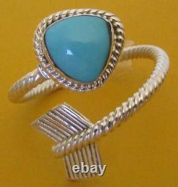 Native American Sterling Turquoise Arrow Ring Size 11.5 Adjustable Sheena Jack