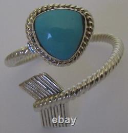 Native American Sterling Turquoise Arrow Ring Size 11.5 Adjustable Sheena Jack